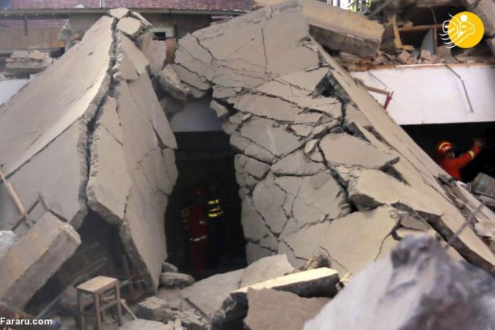 (تصاویر) ریزش ساختمان رستورانی در چین