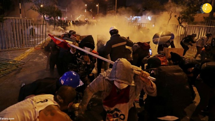 (تصاویر) درگیری پلیس با مخالفان رئیس جمهور جدید پرو