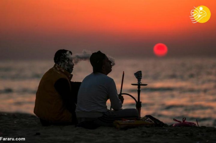 (تصاویر) ساحل غزه محلی برای آرامش فلسطینی‌ها