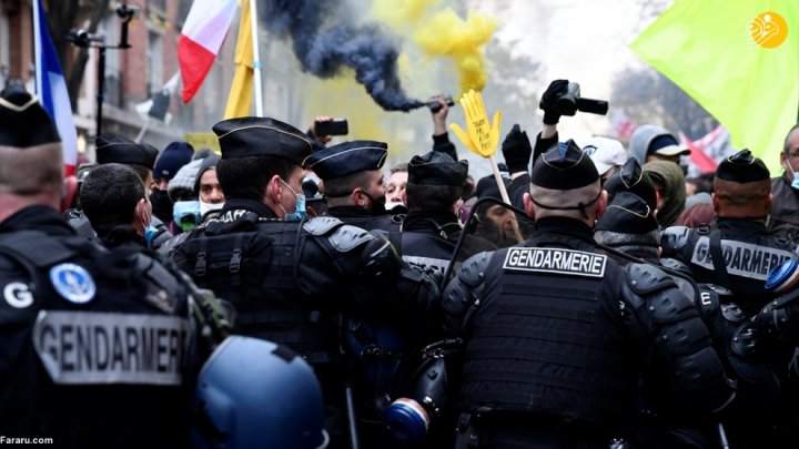 (تصاویر) درگیری معترضان با ماموران پلیس در پاریس