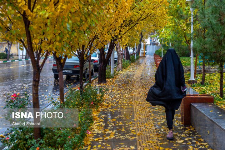 (تصاویر) باران برگ ریز پاییزی در قم