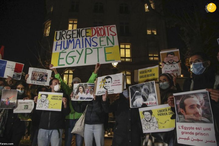 (تصاویر) اعتراض به سفر سیسی به پاریس