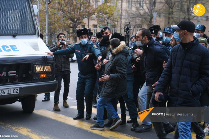 (تصاویر) خشم ارمنستانی‌ها از توافق آتش بس پاشینیان با آذربایجان