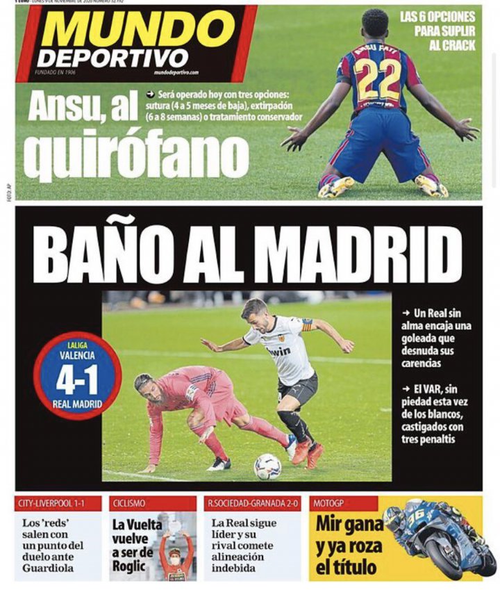 واکنش نشریات اسپانیا به شکست سنگین رئال (عکس)