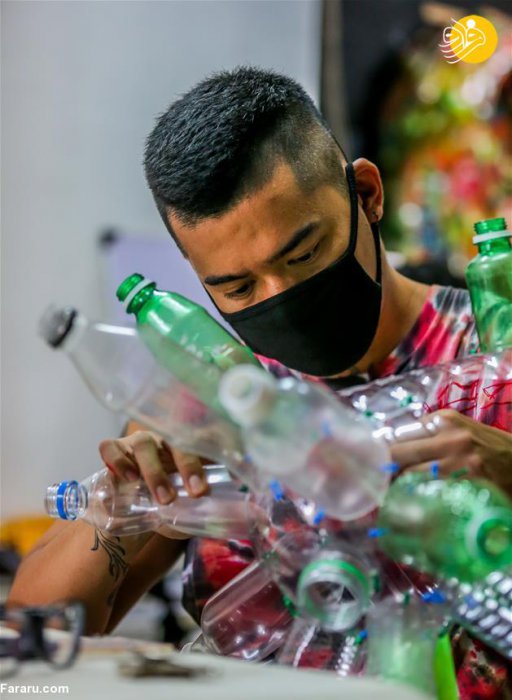(تصاویر) ماسکی از بطری های پلاستیکی