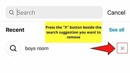 حذف پیشنهادات سرچ اینستاگرام, حذف پیشنهادات جستجوی اینستاگرام