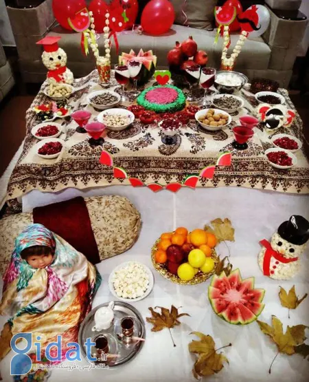 سفره یلدا سنتی,تزیین سفره شب یلدا
