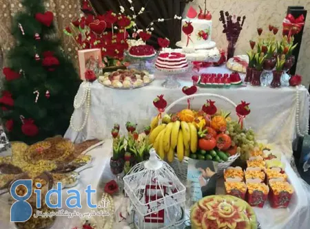 تزئین سفره یلدا,سفره شب یلدا با ظروف مسی