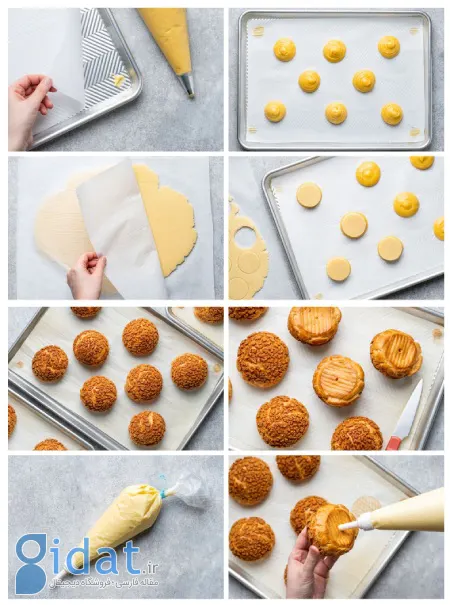 مراحل درست کردن پف های خامه ای