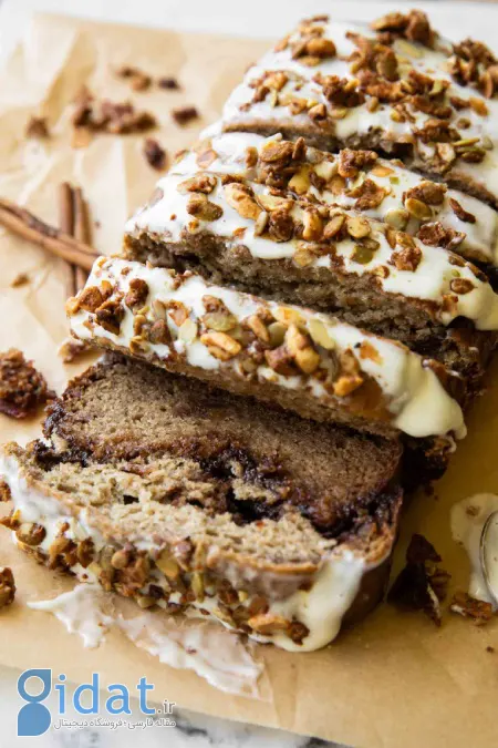 مراحل پخت نان موز و دارچین