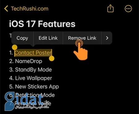 نحوه ایجاد هایپرلینک در notes آیفون, اضافه کردن لینک به Notes