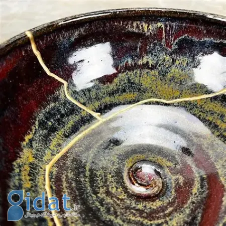 کینتسوگی ژاپنی, ترمیم سفال با طل