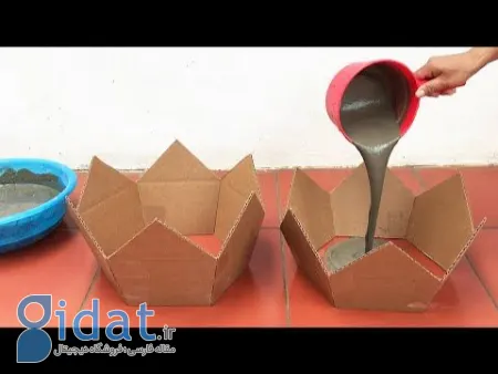 ساخت گلدان سیمانی, آموزش ساخت گلدان با کارتن
