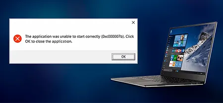 خطای 0xc00007b, رفع خطای 0xc00007b, پیغام The application was unable to start correctly