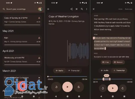 Google Recorder ، برنامه ضبط صدا گوگل در اندروید, بزارهای ویرایش ضبط صدا گوگل