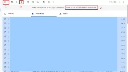نحوه حذف تمامی تبلیغات در جیمیل, حذف همه ایمیل های تبلیغاتی در برنامه جیمیل