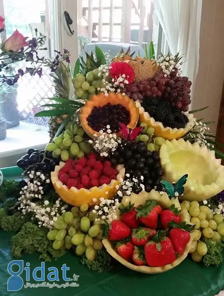 آموزش میوه آرایی شب چله,میوه آرایی یخچال عروس,میوه آرایی هندوانه شب یلدا
