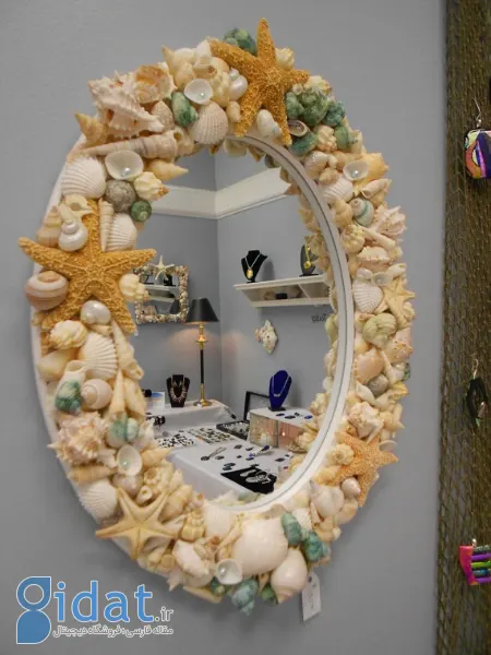 تزیین آینه با صدف,ایده تزیین آینه با صدف