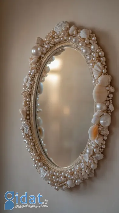 تزیین آینه با صدف,ایده تزیین آینه با صدف