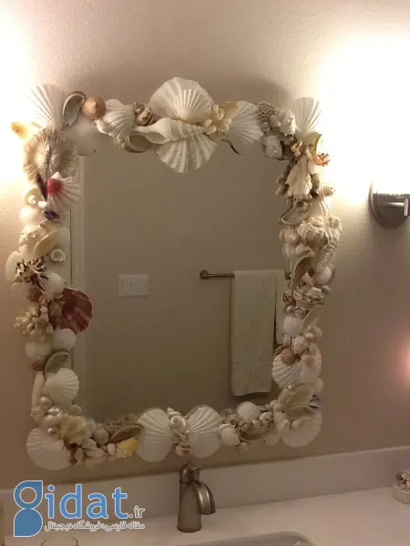 تزیین آینه با صدف,ایده تزیین آینه با صدف