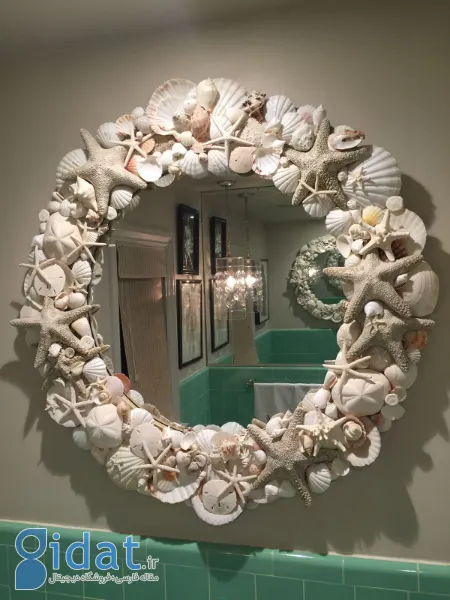 تزیین آینه با صدف,ایده تزیین آینه با صدف