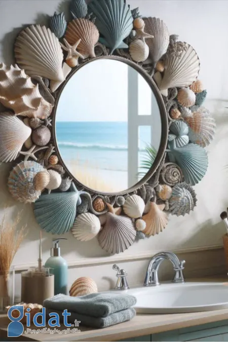 تزیین آینه با صدف,ایده تزیین آینه با صدف