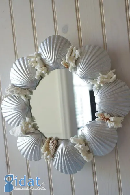 تزیین آینه با صدف,ایده تزیین آینه با صدف