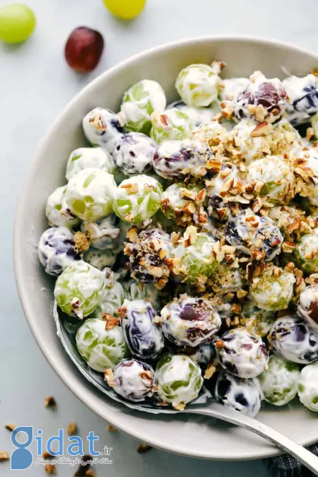 آموزش درست کردن سالاد انگور خامه ای