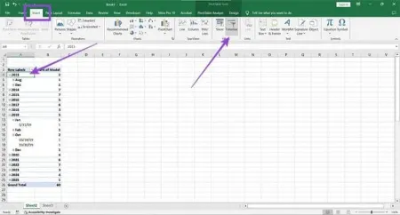 فیلتر جدول زمانی اکسل, فیلتر زمانی در اکسل