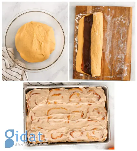 مراحل تهیه رول کدو حلوایی دارچینی