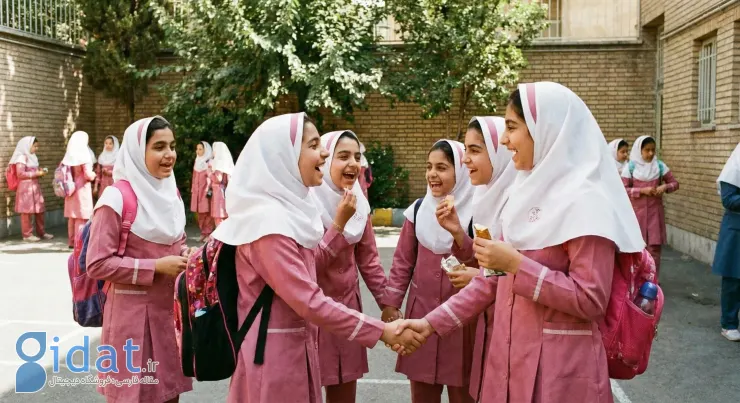 دوستی دانش آموزان دختر در دبستان