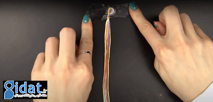 آموزش بافت دستبند دوستی - مرحله تثبیت نخ