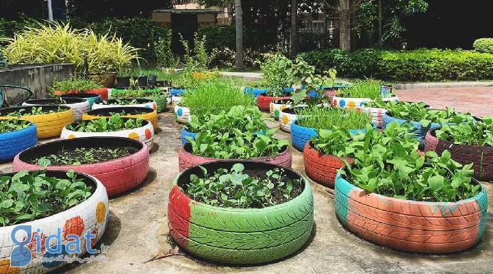 گلدان‌های زیبا از جنس لاستیک‌های خودرو