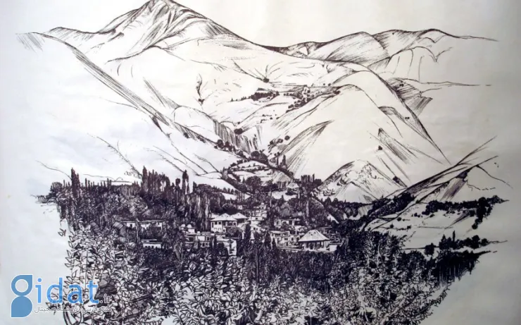 نمونه‌ای از کروکی‌هایی که هوشنگ سیحون از روستاهای ایران کشید