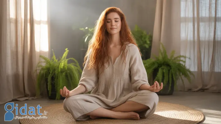 مدیتیشن زن مو فرفری