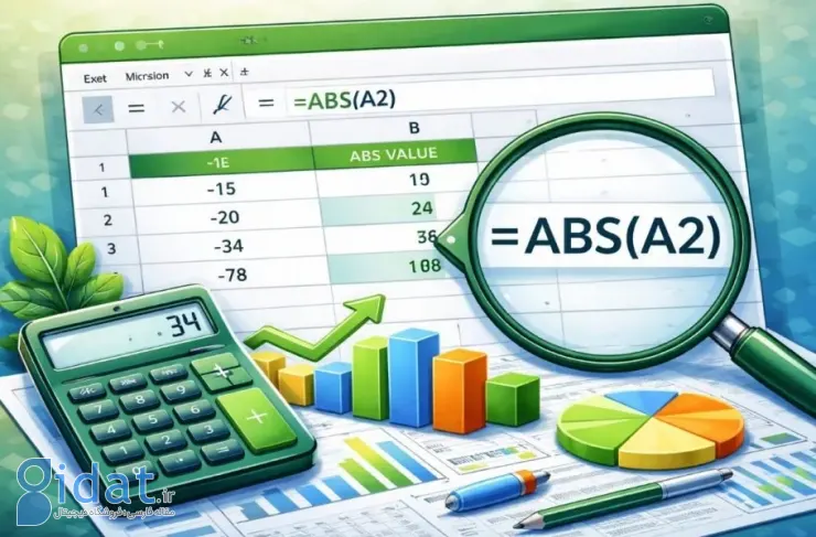 با یک مثال ساده، تابع ABS برای محاسبه قدر مطلق در اکسل را بیاموزید