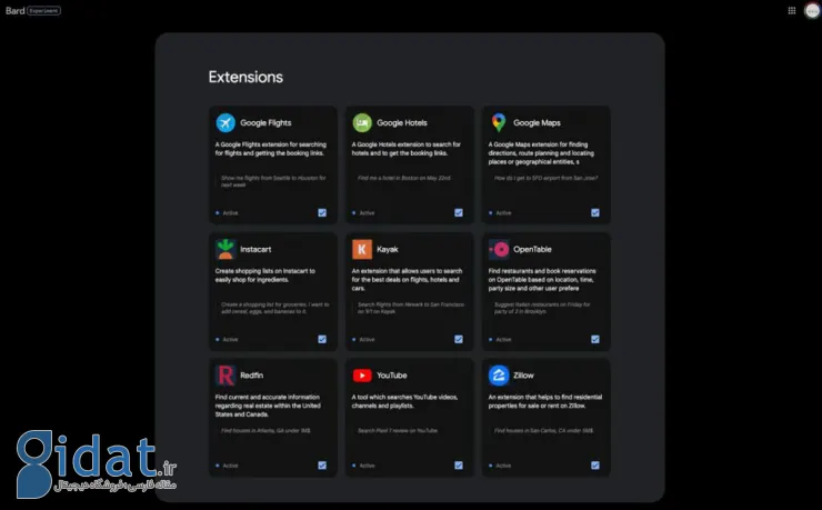 گوگل بارد به‌زودی با کمک افزونه‌ها به سرویس‌های شخص ثالث دسترسی پیدا می‌کند