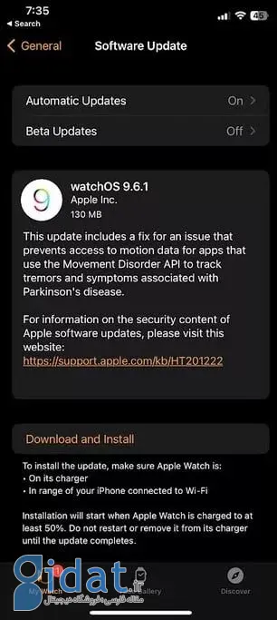اپل واچ آپدیت جدیدی برای رفع مشکل تشخیص پارکینسون دریافت کرد