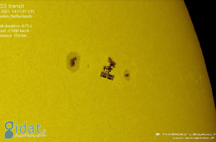 گذرگاه تماشایی ایستگاه فضایی بین المللی از مقابل سه لکه غول پیکر خورشیدی [تماشا کنید]
