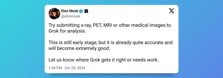 ایلان ماسک: هوش مصنوعی پلتفرم X می تواند جزئیات تصاویر پزشکی را تجزیه و تحلیل کند