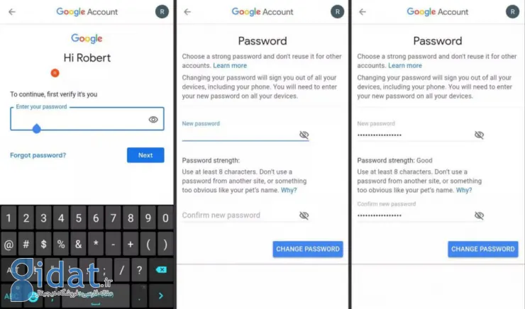 آموزش تصویری تغییر رمز عبور جیمیل روی گوشی و کامیپوتر