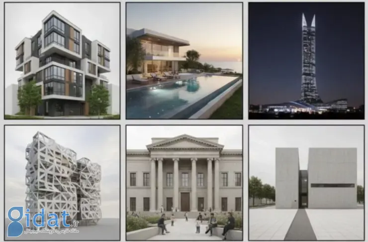 مجموعه‌ای از ایده‌های معماری؛ از طراحی ویلا تا آسمان‌خراش‌ها با هوش مصنوعی