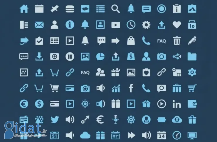طراحی آیکون‌های آماده، نمونه‌هایی را برای ایجاد یک مجموعه آیکون منسجم ارائه می‌دهد