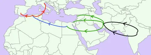 مسیر گسترش سیستم اعداد مدرن به‌سوی غرب