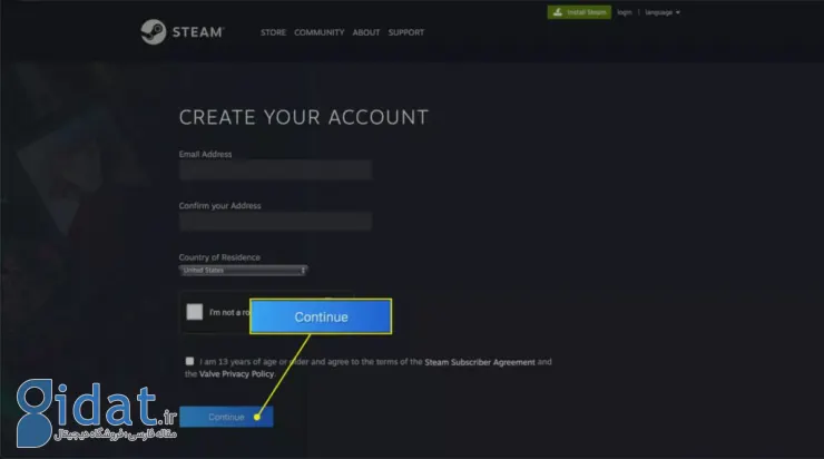 آموزش ساخت اکانت در استیم