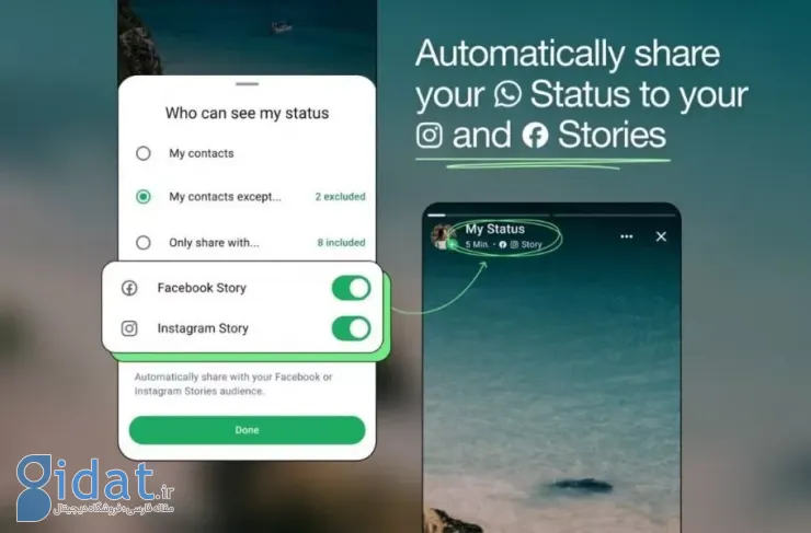 اشتراک گذاری استاتوس های واتس اپ در اینستاگرام و فیسبوک امکان پذیر می شود