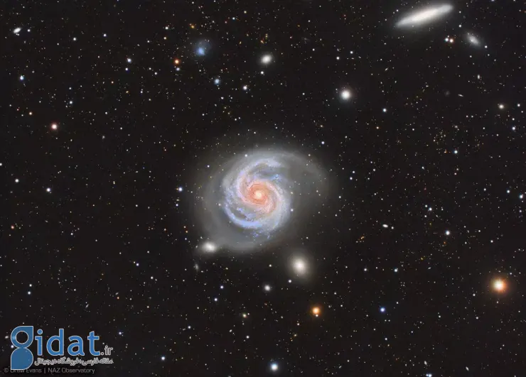 این تصویر خوشه‌های ستاره‌ای آبی درخشان M100 و خطوط گرد و غبار پیچ در پیچ را نشان می‌دهد که از مشخصه‌های این کهکشان‌ها است.