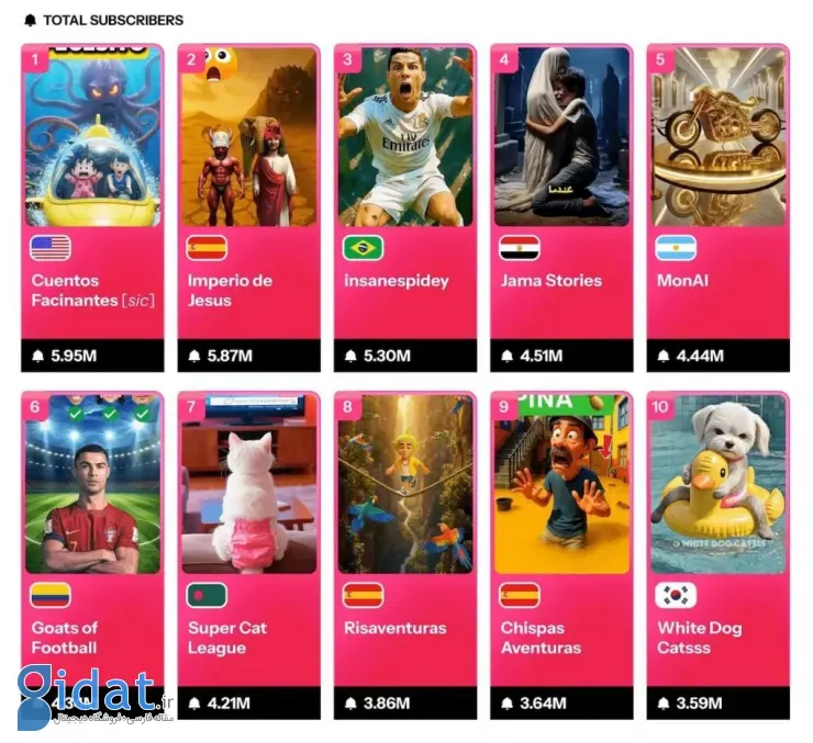 محتوای هوش مصنوعی یوتوب