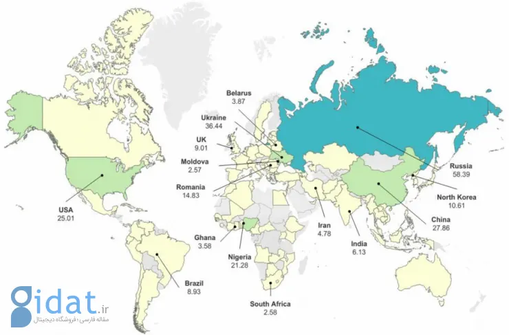 اولین شاخص جهانی جرایم سایبری منتشر شد: روسیه پیشتاز و آمریکا در رتبه چهارم قرار دارد