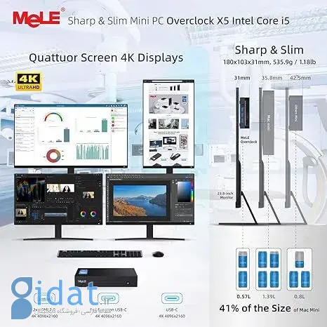 مینی کامپیوتر ۵۳۰ گرمی Overclock X5 با پشتیبانی از ۶۴ گیگابایت رم و ۴ مانیتور معرفی شد